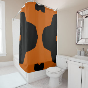 Burnt Sienna and Black Geometric Shower Curtain