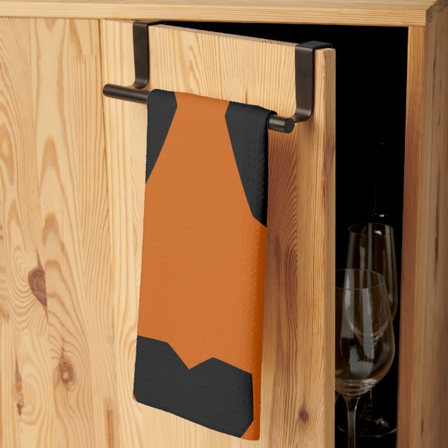 Burnt Sienna and Black Geometric Tea Towel (Thirds Fold)