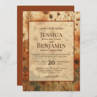 Burnt Sienna Boho Chic Wildflowers Stylish Wedding