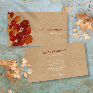 Burnt Sienna Eucalyptus Leaves Rustic Kraft Business Card