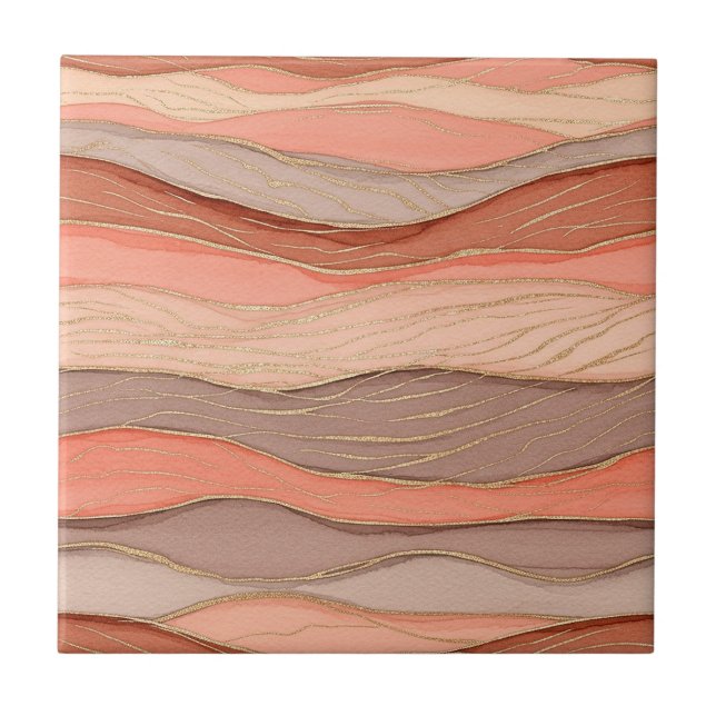 Burnt Sienna Marble with Gold Vein Accents Tile (Front)