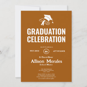 Burnt Sienna Traditional Simple Classic Graduation Invitation