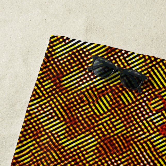 Burnt streaks and stained chess beach towel (In Situ)