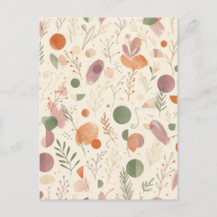 Burnt Terracotta Dusty Sage Boho Desert Fern Line Holiday Postcard
