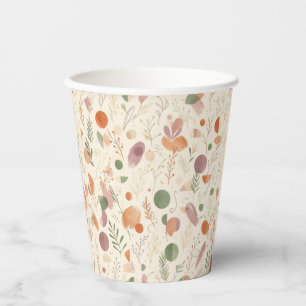 Burnt Terracotta Dusty Sage Boho Desert Fern Line Paper Cups