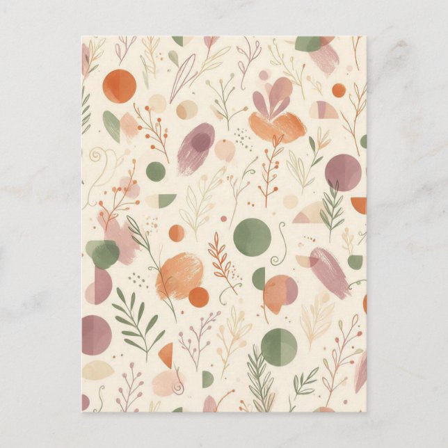 Burnt Terracotta Dusty Sage Boho Desert Fern Line  Postcard (Front)
