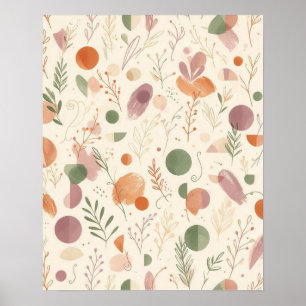 Burnt Terracotta Dusty Sage Boho Desert Fern Line Poster