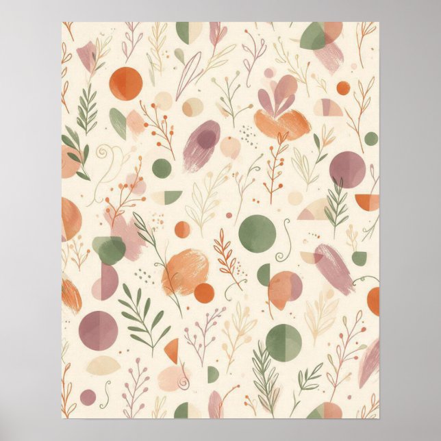Burnt Terracotta Dusty Sage Boho Desert Fern Line  Poster (Front)