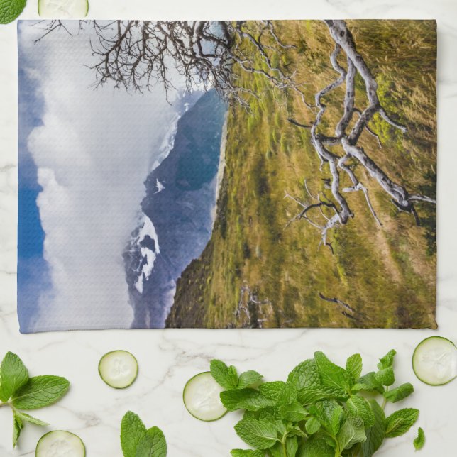Burnt tree, Torres del Paine, Chile Tea Towel (Folded)