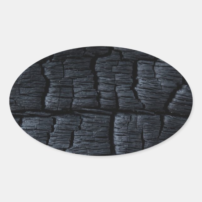 Burnt Wood Charcoal Oval Sticker (Front)