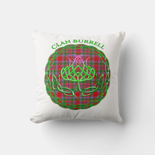 Burrell Scottish Tartan Celtic Thistle Cushion (Front)