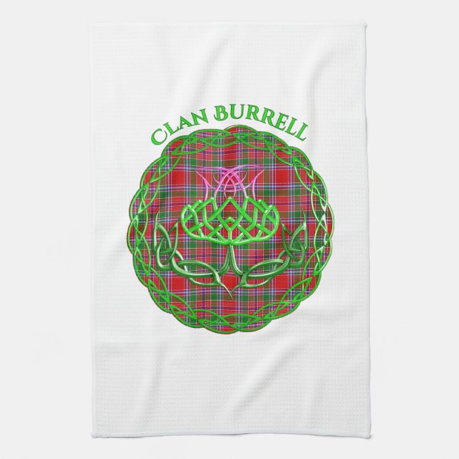 Burrell Scottish Tartan Celtic Thistle Tea Towel (Vertical)
