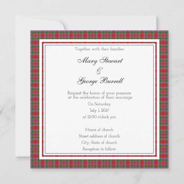 Burrell Scottish Wedding Square Invitation (Front)