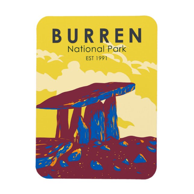 Burren National Park Ireland Travel Art Vintage Magnet (Vertical)