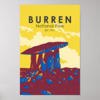 Burren National Park Ireland Travel Art Vintage