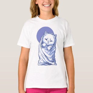 Burrito Blanket Blue Kitten Kids T-Shirt