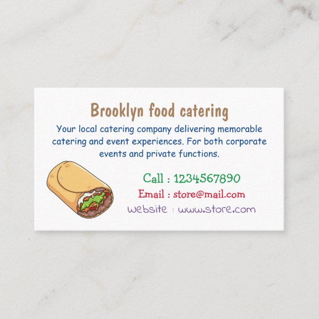 Burrito cartoon illustration business card (Front)