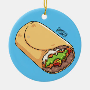 Burrito cartoon illustration ceramic tree decoration