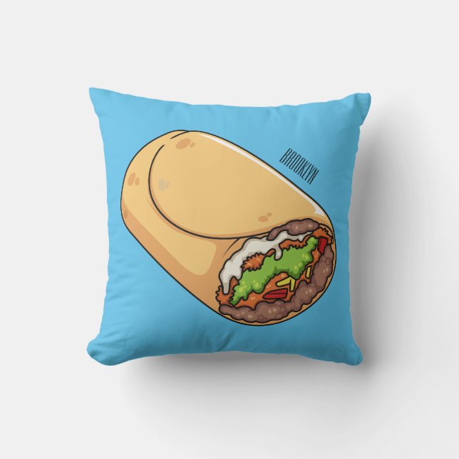 Burrito cartoon illustration cushion (Front)