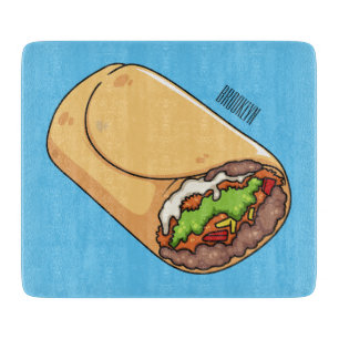 Burrito cartoon illustration cutting board