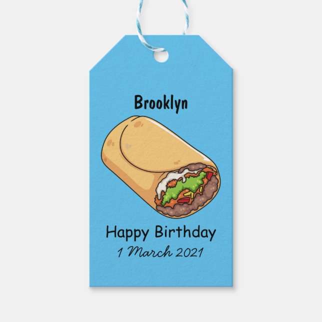 Burrito cartoon illustration  gift tags (Front)