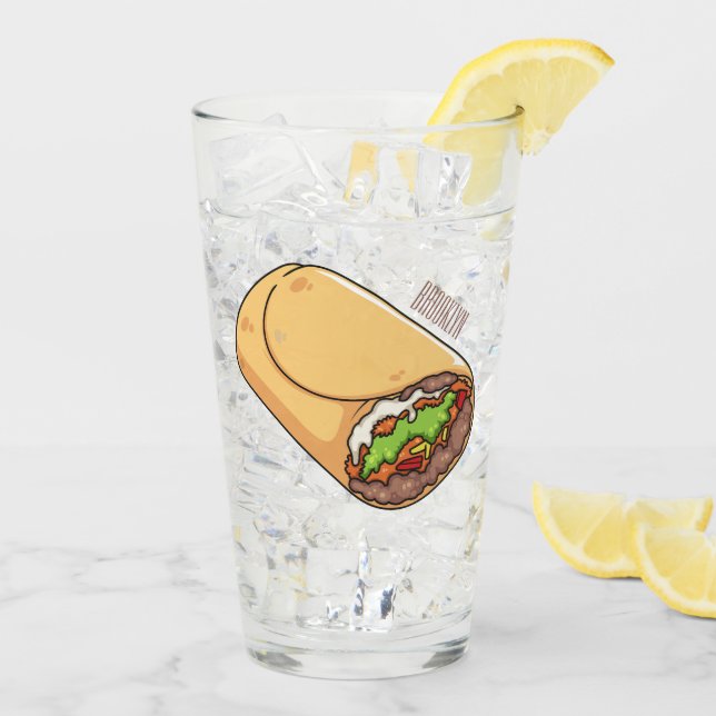 Burrito cartoon illustration  glass (Back Ice)