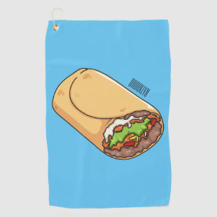 Burrito cartoon illustration golf towel