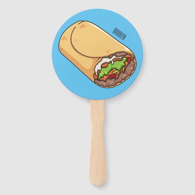 Burrito cartoon illustration  hand fan (Front)