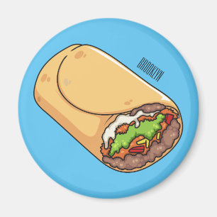 Burrito cartoon illustration magnet