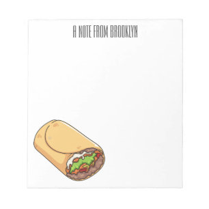 Burrito cartoon illustration notepad
