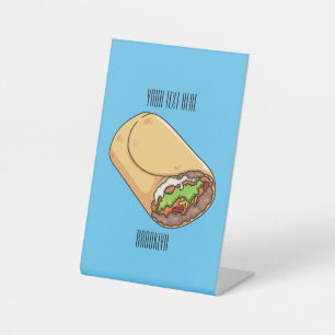 Burrito cartoon illustration  pedestal sign