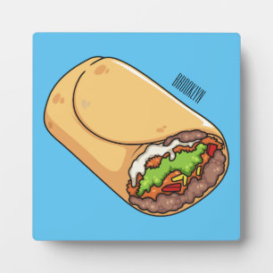 Burrito cartoon illustration plaque