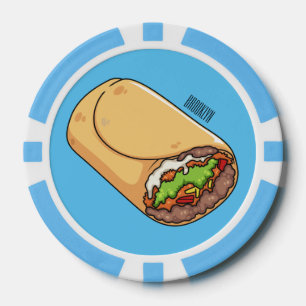 Burrito cartoon illustration poker chips