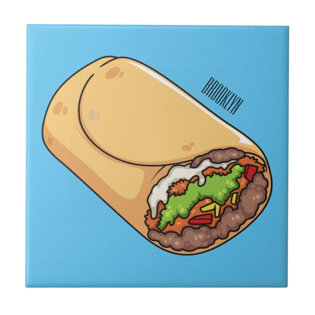 Burrito cartoon illustration tile (Front)