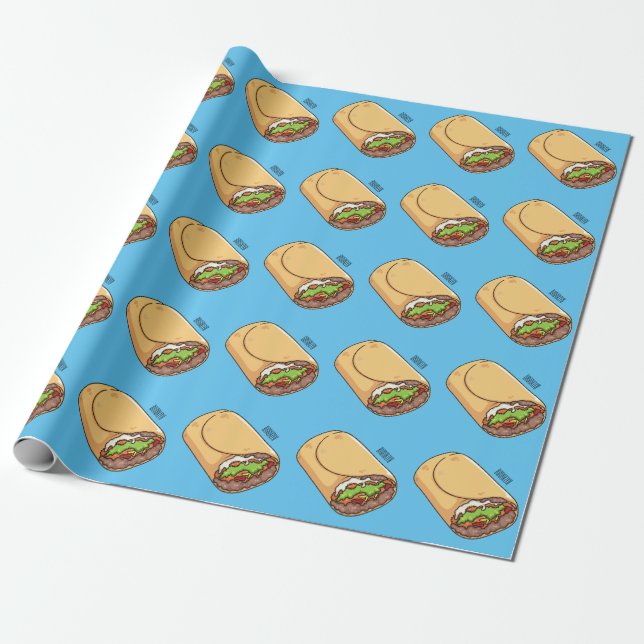 Burrito cartoon illustration wrapping paper (Unrolled)