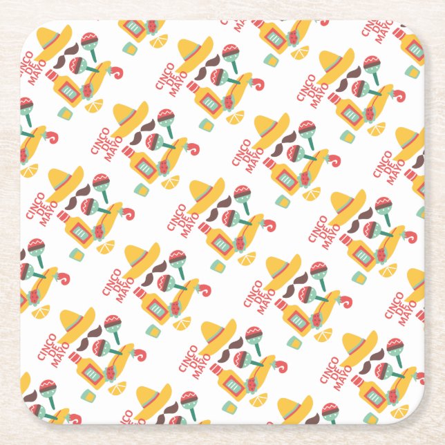 burrito cinco de mayo square paper coaster (Front)