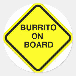 Burrito On Board Classic Round Sticker
