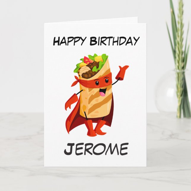 Burrito superhero kids superhero birthday cards (Front)