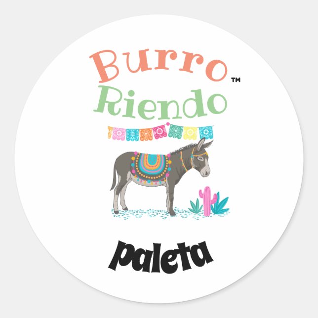 burro riendo paletas 2 classic round sticker (Front)