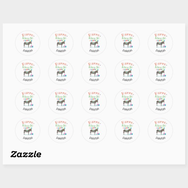 burro riendo paletas classic round sticker (Sheet)