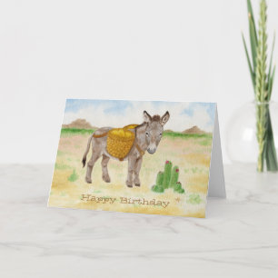 Burro with Basket birthday notecard