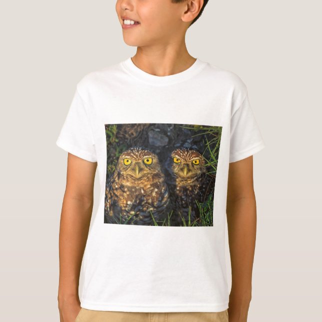 Burrowing Owls Cuddled in their Burrow T-Shirt (Front)