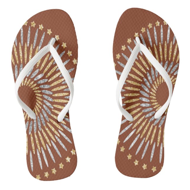 Burst Design with Faux Silver & Gold Jandals (Footbed)