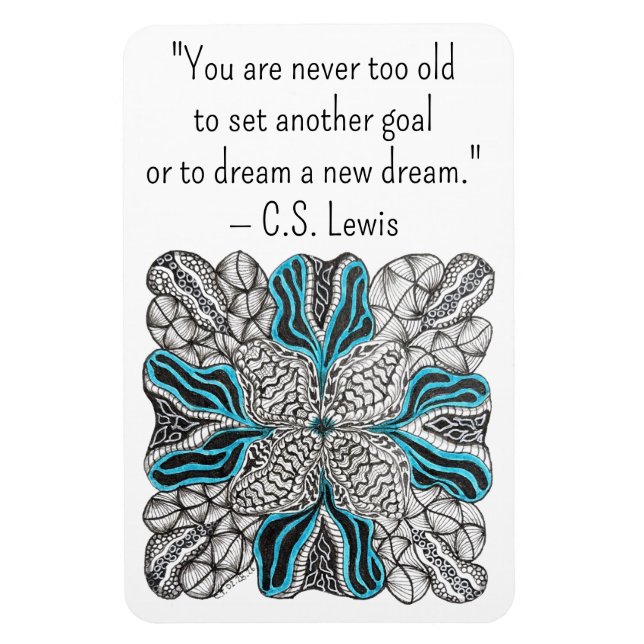 Burst of Blue Hand-Drawn Doodle Magnet with Quote (Vertical)