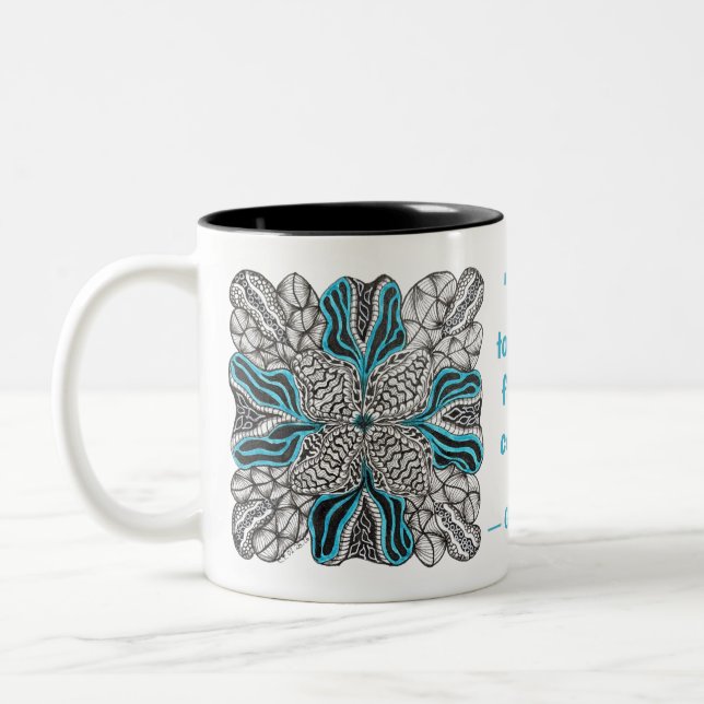 Burst of Blue Hand-Drawn Doodle Mug (Left)
