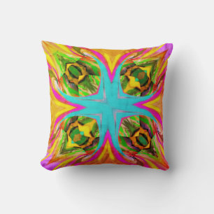 Burst of colour Teal, Green and pink Poster Cushion