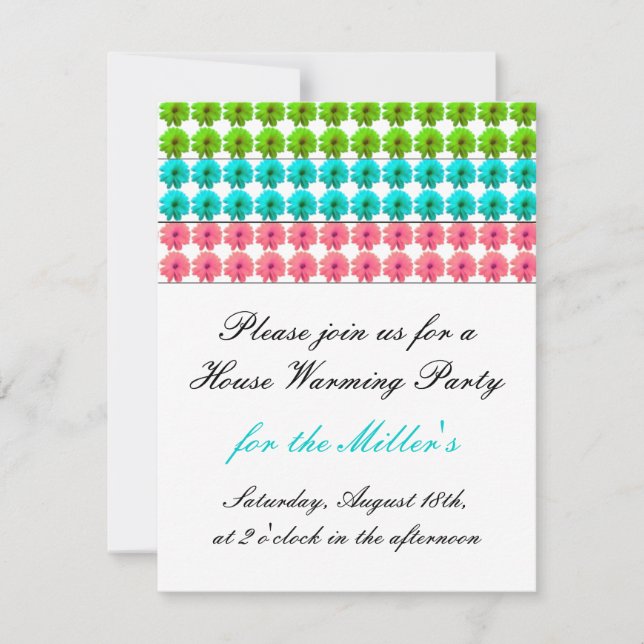 Burst of Flowers House Warming Invitation (Front)