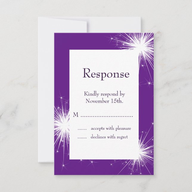 Burst of Sparkles RSVP (purple) Card (Front)
