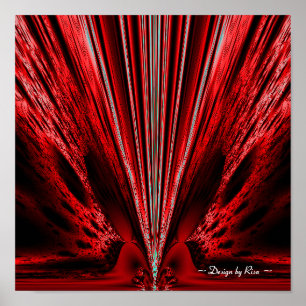 Burst - Red n White Fractal Poster