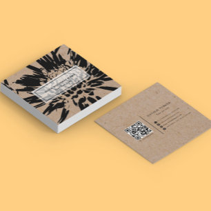 ©Bursting Joy/ Modern Black n White Kraft Floral  Square Business Card